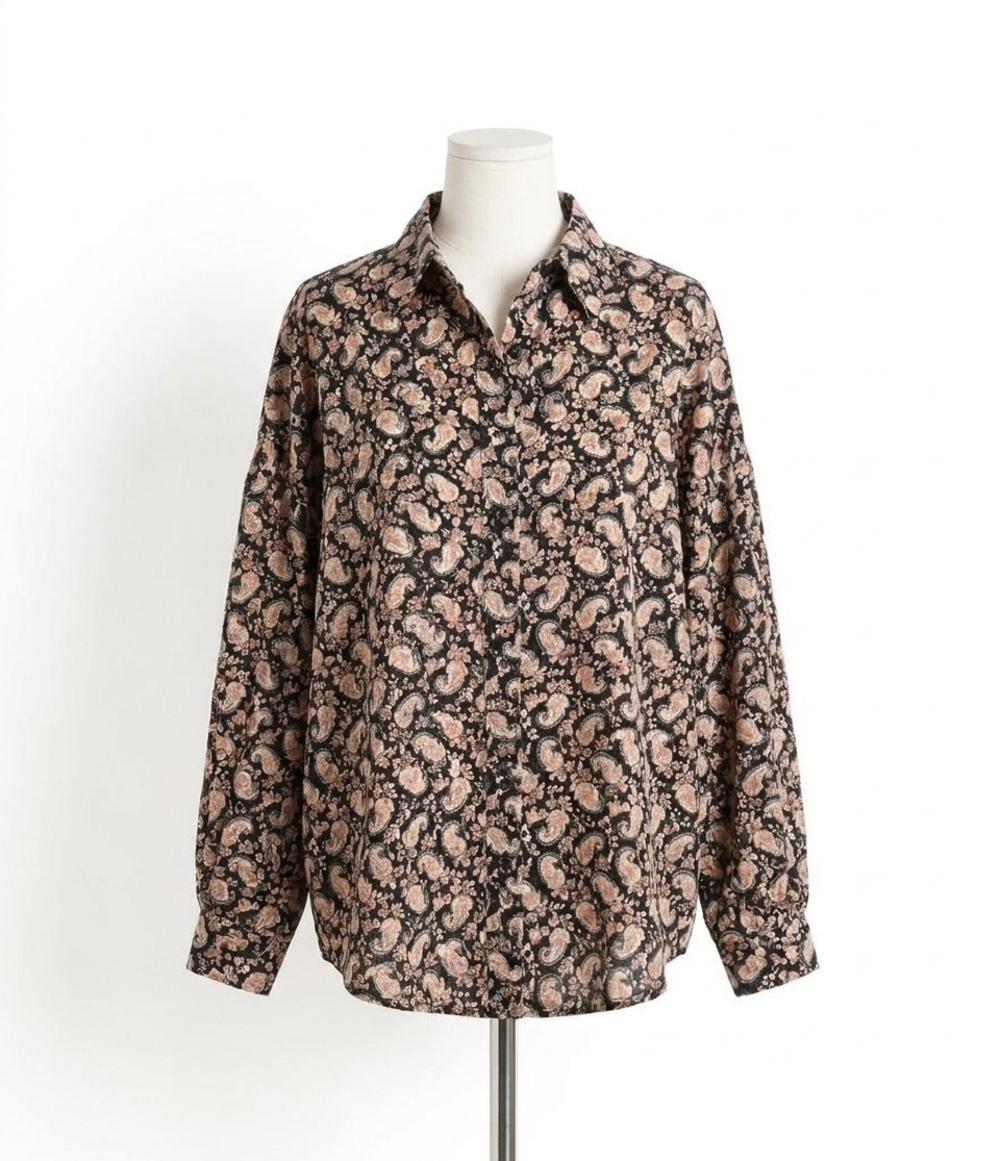 NEW MOLLY BRACKEN paisley print long sleeve blouse in shiva powder pink
